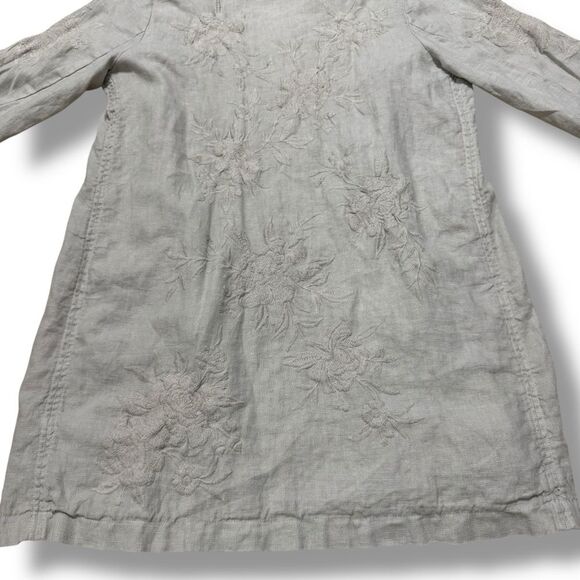 Johnny Was Sadie Heavy Linen Coat Gray Women’s Open Front Long Jacket Size M/L - Picture 6 of 14